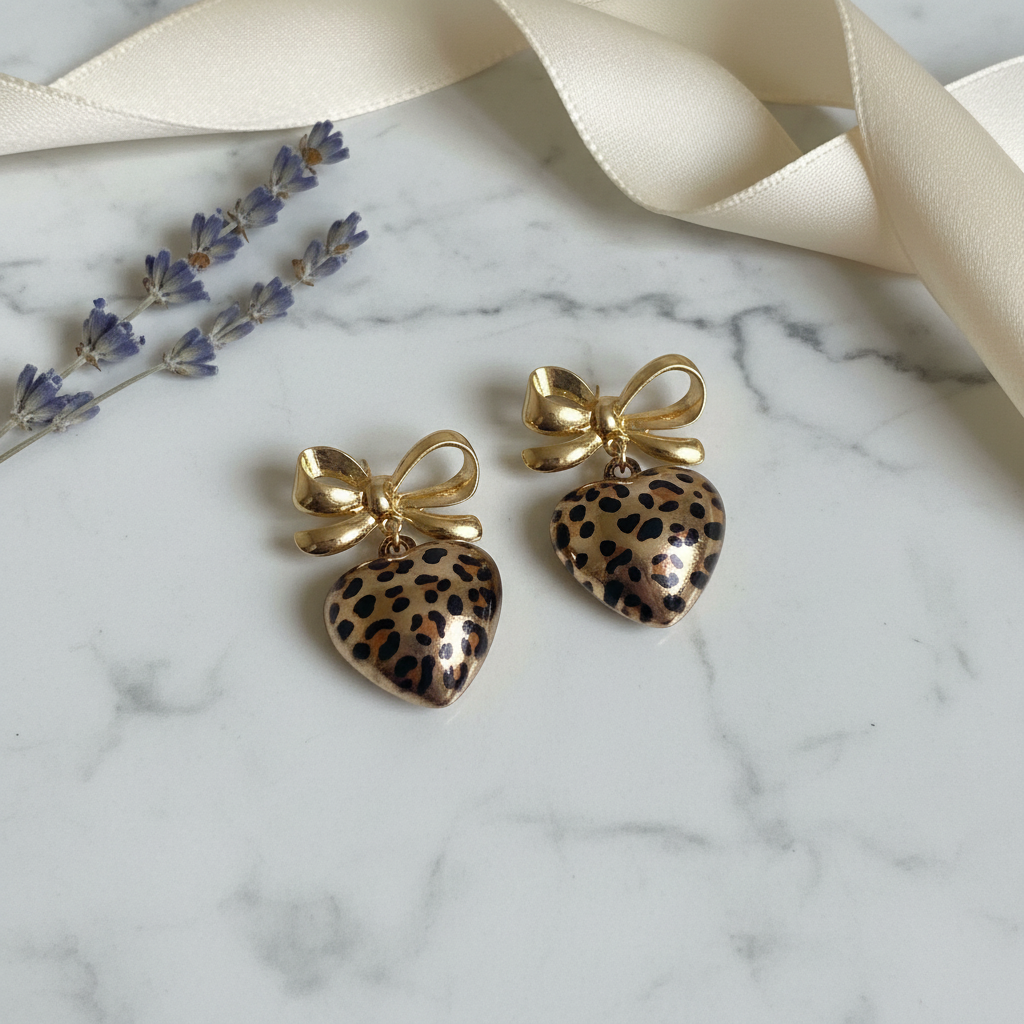 Heart Cheetah Earrings