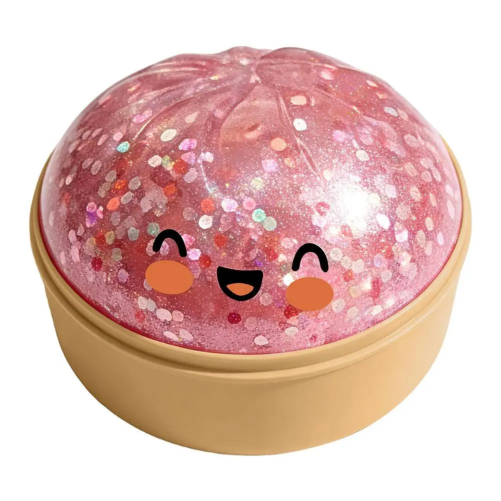 Large Squishies Dumpling Bun Toy, Slow Rising Glitter Dumpling Stress Ball, Stress Relief Fidget Toy for Home Office Travel