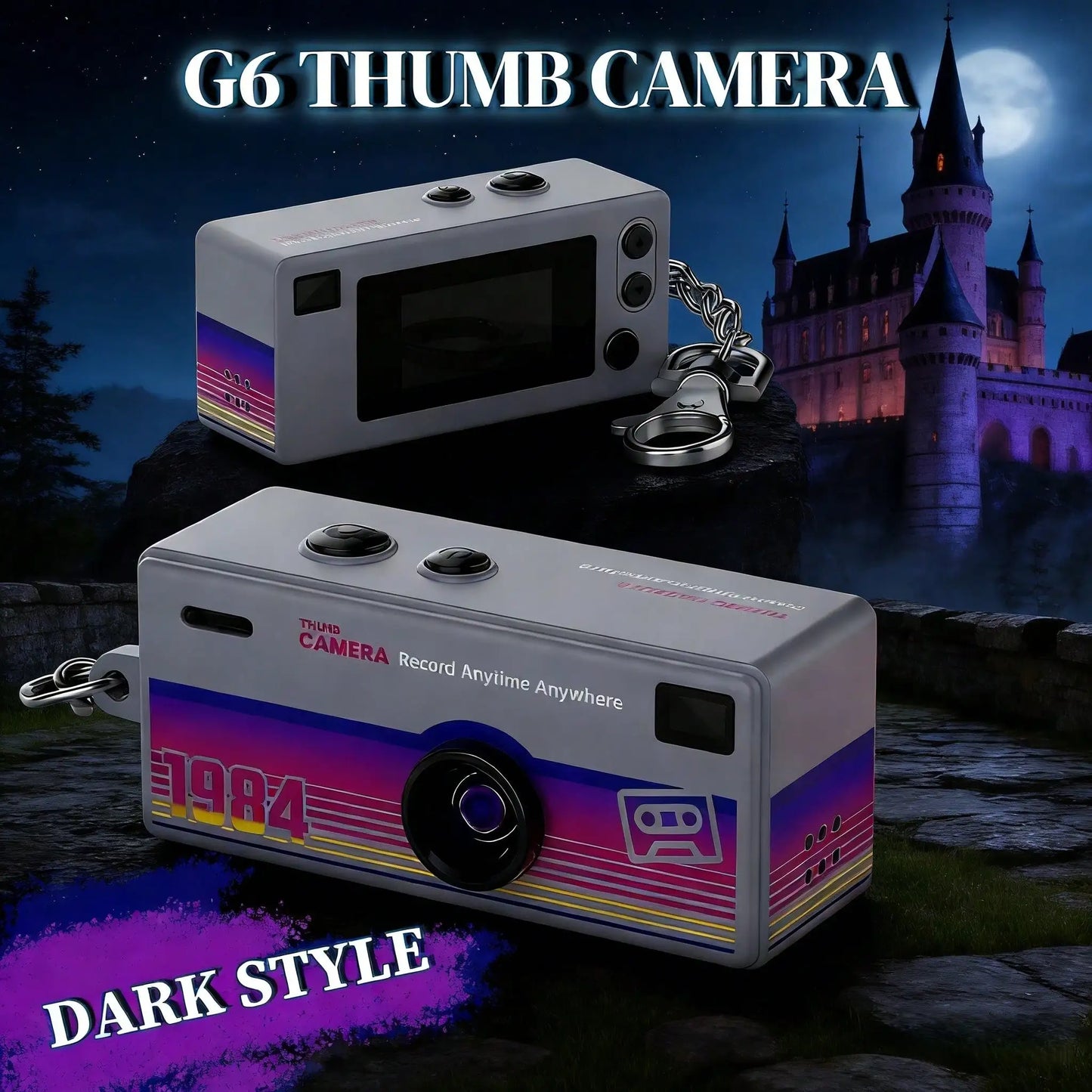 G6 HD Mini Digital Camera, Interchangeable Lens, Manual Mode, 1080P, Portable Retro Keychain Cam for Vlogging, Travel, Students,