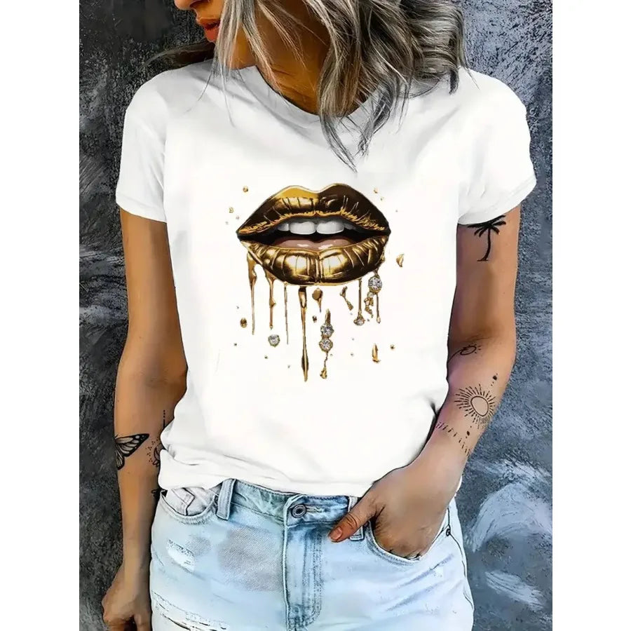Women Casual Short Sleeve Tee 1 Pcs 100% Heavy Cotton - Comfortable Crew Neck Soft Adorable Tees Tops